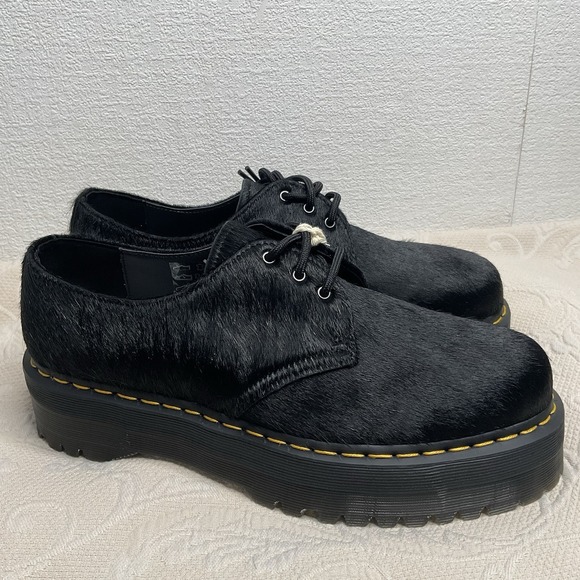 Dr Martens 1461 Quad‎ Calf Hair Men's Size 12 Derby Oxford Shoes Leather Black